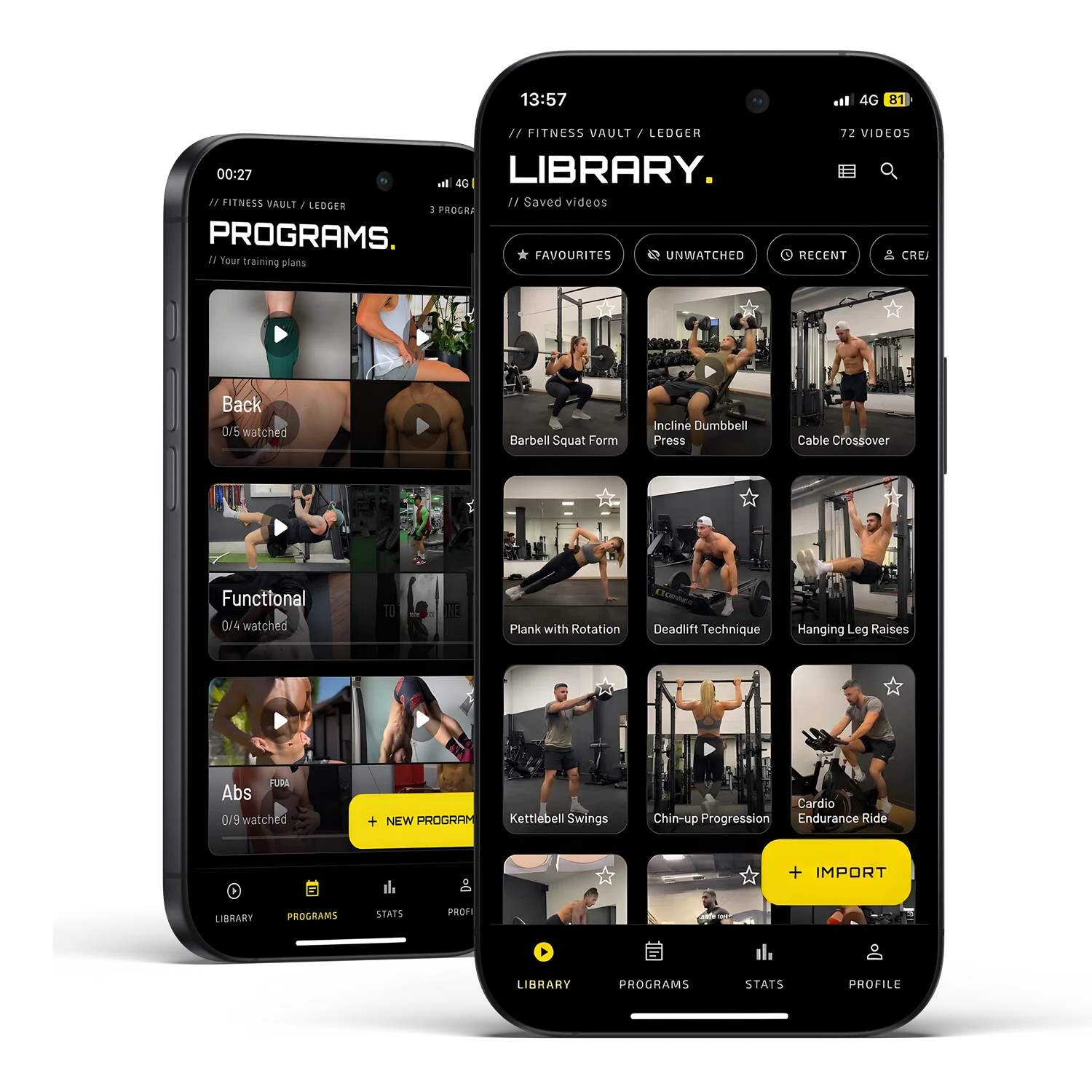 Fitness Vault app on iPhone